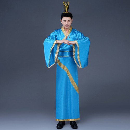 Men's chinese folk dance costumes Hanfu  traditional emperor drama cosplay robes dress clothes